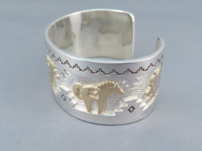 Gold & Silver ‘Horse’ Cuff Bracelet by Dina Huntinghorse