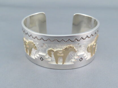 Gold & Silver ‘Horse’ Cuff Bracelet by Dina Huntinghorse