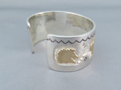 Gold & Silver ‘Horse’ Cuff Bracelet by Dina Huntinghorse