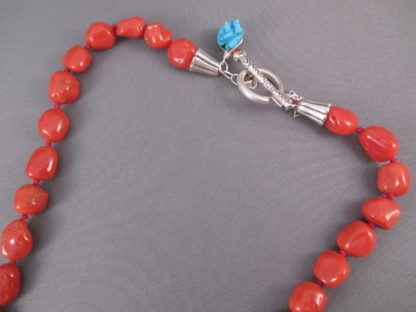 Coral Necklace with Sleeping Beauty Turquoise Accents