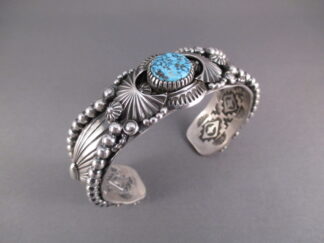 Large Delbert Gordon Sterling Silver Cuff with Kingman Turquoise