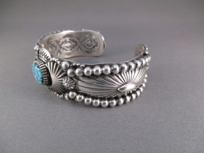 Large Delbert Gordon Sterling Silver Cuff with Kingman Turquoise