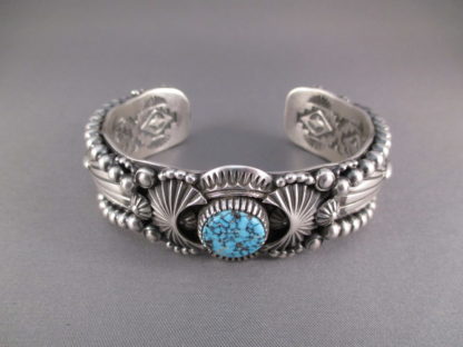 Large Delbert Gordon Sterling Silver Cuff with Kingman Turquoise