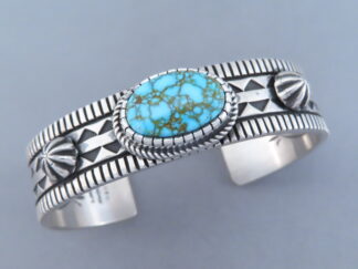 Large Sterling Silver Cuff with Kingman Turquoise