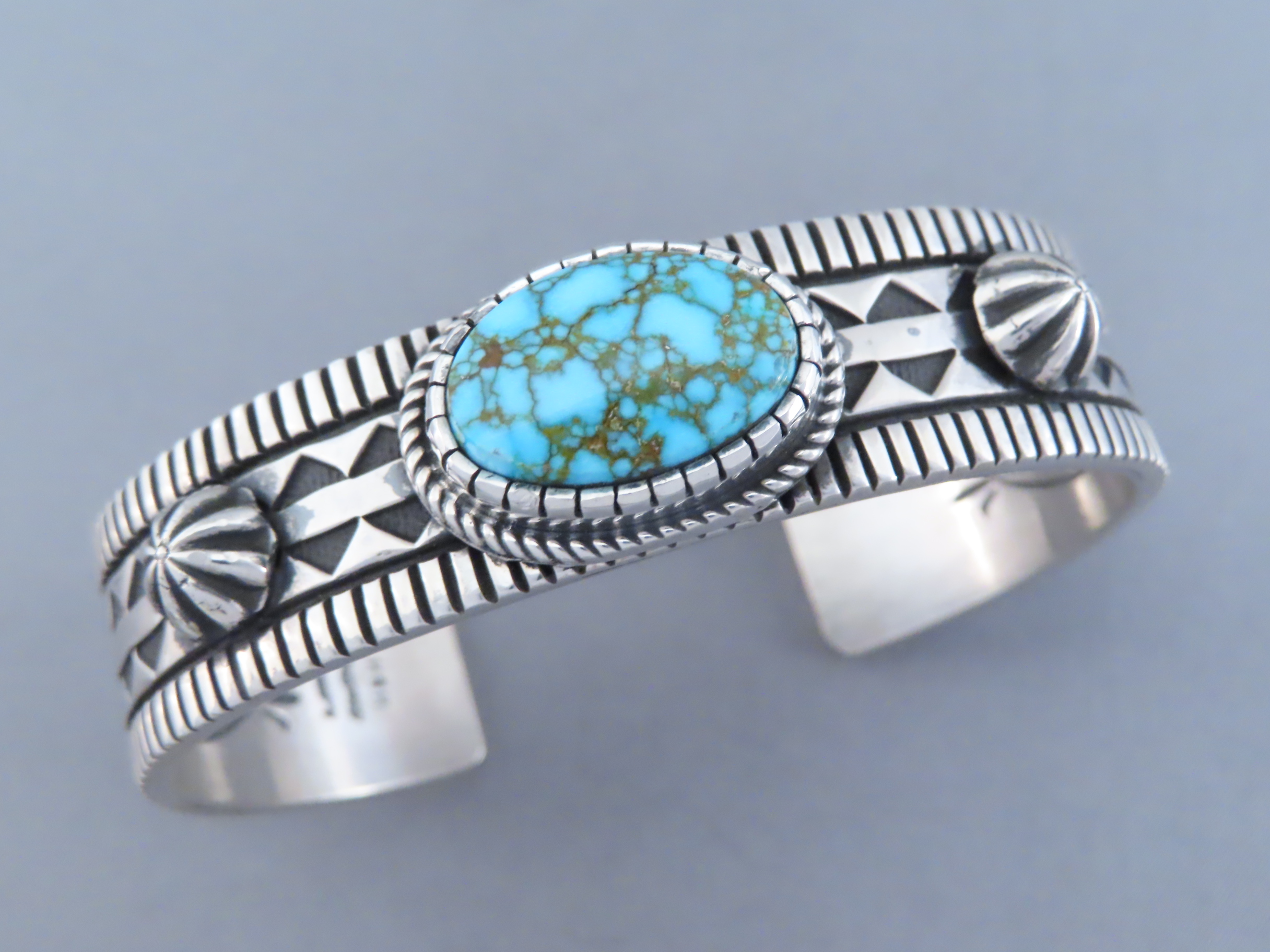 Large Sterling Silver Cuff with Kingman Turquoise