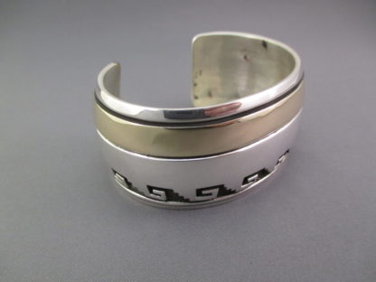 Sterling Silver & 14 kt Gold Cuff Bracelet by Herbert Begaye