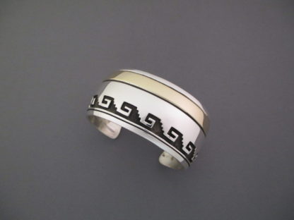 Sterling Silver & 14 kt Gold Cuff Bracelet by Herbert Begaye