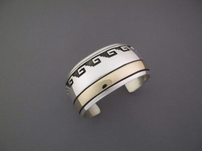 Sterling Silver & 14 kt Gold Cuff Bracelet by Herbert Begaye