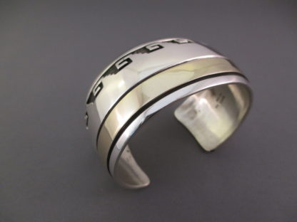 Sterling Silver & 14 kt Gold Cuff Bracelet by Herbert Begaye