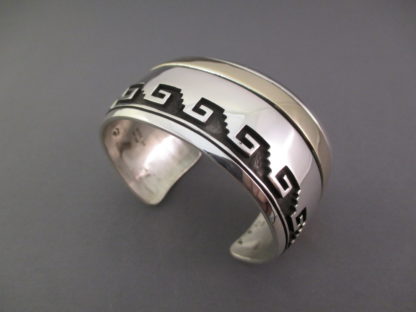 Sterling Silver & 14 kt Gold Cuff Bracelet by Herbert Begaye