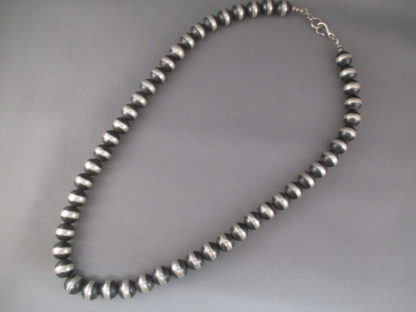 Oxidized Sterling Silver Bead Necklace (24″ long)