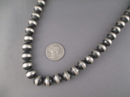 Oxidized Sterling Silver Bead Necklace (24″ long)