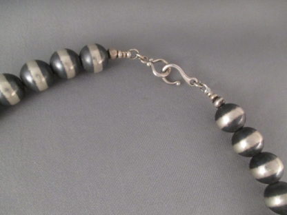 Oxidized Sterling Silver Bead Necklace (24″ long)