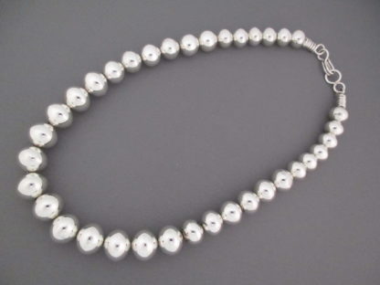 Polished Sterling Silver Bead Necklace (18″)