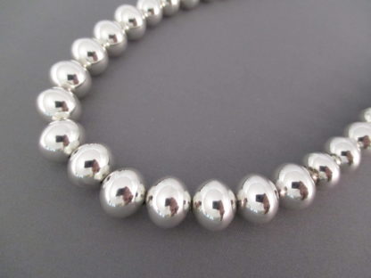 Polished Sterling Silver Bead Necklace (18″)