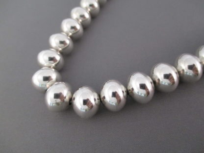 Polished Sterling Silver Bead Necklace (24″)