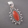 Coral Pendant in Sterling Silver by Artie Yellowhorse