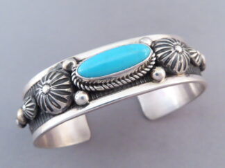 Sterling Silver & Sleeping Beauty Turquoise Navajo Bracelet by Albert Jake