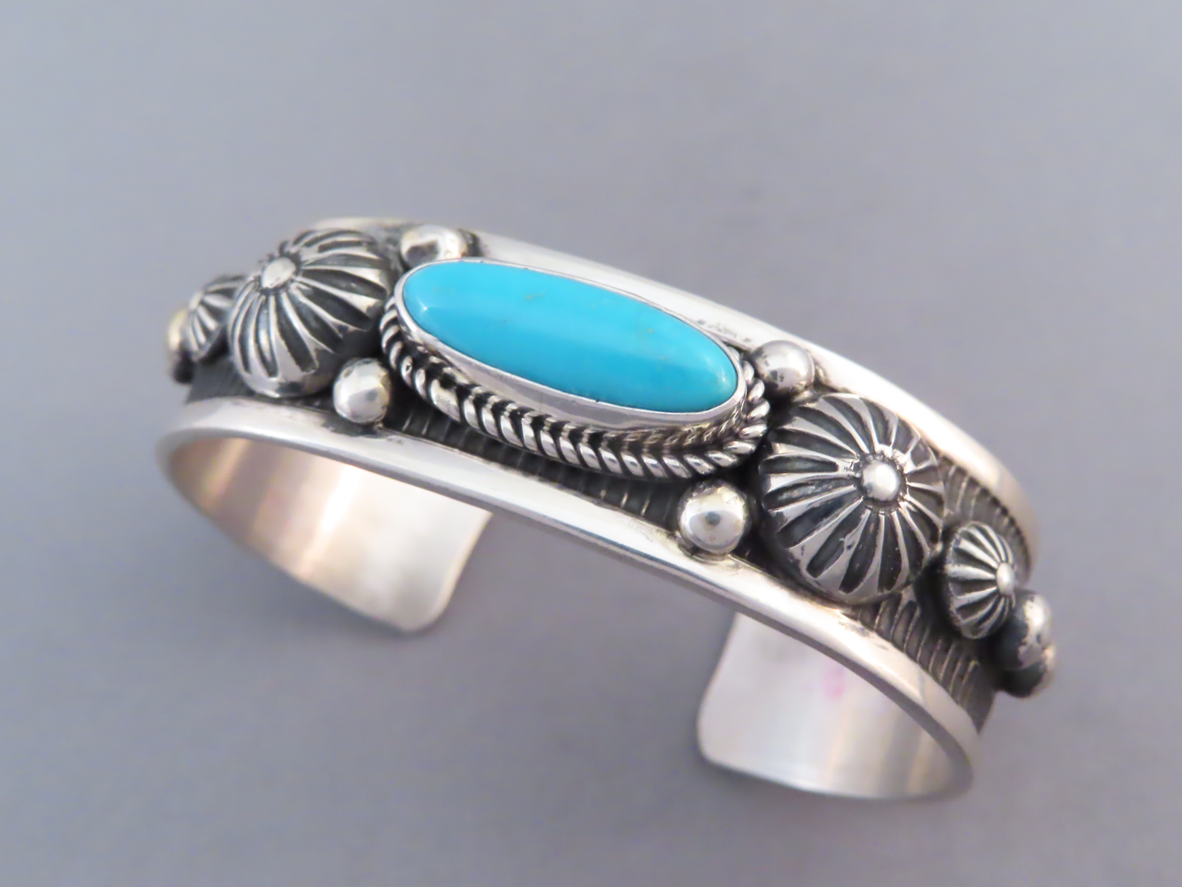 Sterling Silver & Sleeping Beauty Turquoise Navajo Bracelet by Albert Jake