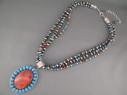 Spiny Oyster Shell & Sleeping Beauty Turquoise Necklace