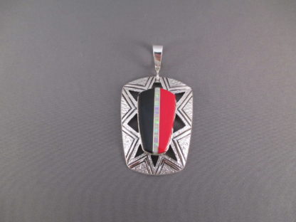 Inlay Pendant by Duane Maktima with Rosarita, Jade, and Opal