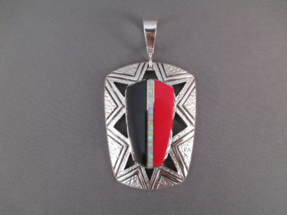 Inlay Pendant by Duane Maktima with Rosarita, Jade, and Opal