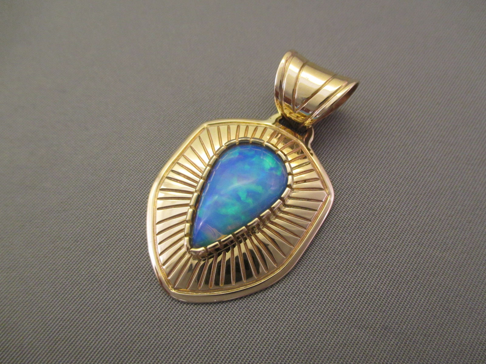 Gold & Opal Pendant - Australian Opal & 14kt Gold Pendant by Native American Indian jewelry artist, Jake Livingson $3,600-