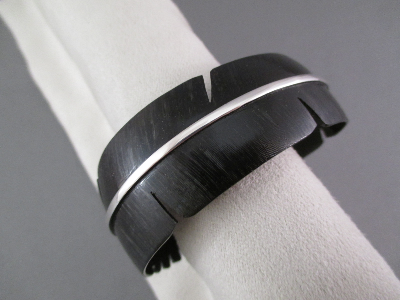 Navajo Indian Jewelry - Wide Black FEATHER Cuff Bracelet by Navajo jewelry artist, Michael Kirk $375-