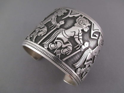 Roy Talaheftewa Sterling Silver Overlay Cuff Bracelet