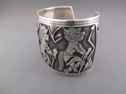 Roy Talaheftewa Sterling Silver Overlay Cuff Bracelet