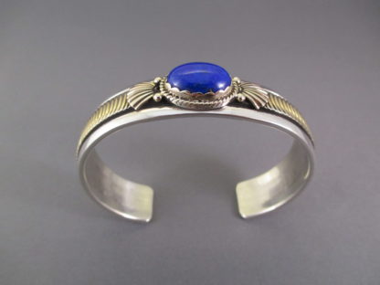 Herbert Begaye Lapis, Sterling Silver, & 14kt Gold Cuff Bracelet