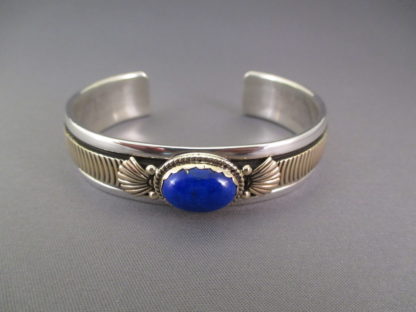Herbert Begaye Lapis, Sterling Silver, & 14kt Gold Cuff Bracelet
