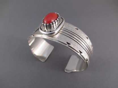 Leo Yazzie Cuff Bracelet with Coral