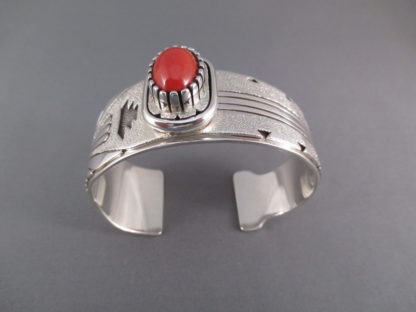 Leo Yazzie Cuff Bracelet with Coral