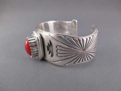 Leo Yazzie Cuff Bracelet with Coral