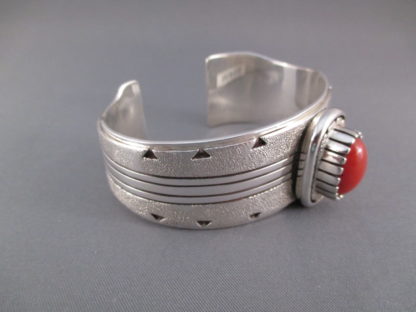 Leo Yazzie Cuff Bracelet with Coral