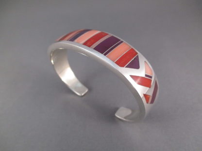 Ray Tracey Sugilite & Coral Inlay Cuff Bracelet
