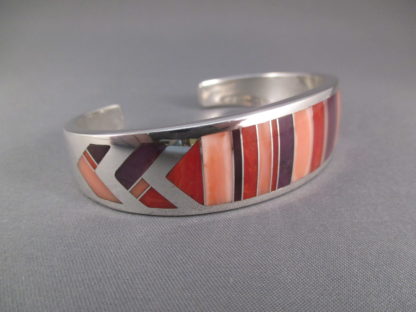 Ray Tracey Sugilite & Coral Inlay Cuff Bracelet