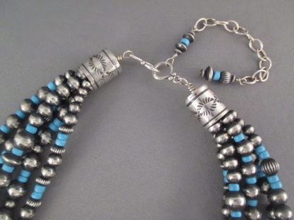 Oxidized Silver & Turquoise Bead Necklace