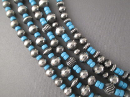 Oxidized Silver & Turquoise Bead Necklace