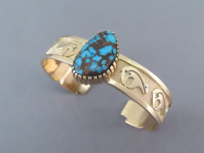 Lone Mountain Turquoise Bracelet in 14kt Gold by Robert Taylor