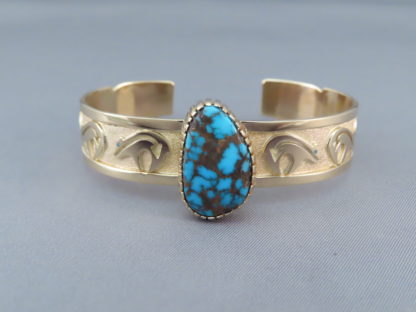 Lone Mountain Turquoise Bracelet in 14kt Gold by Robert Taylor