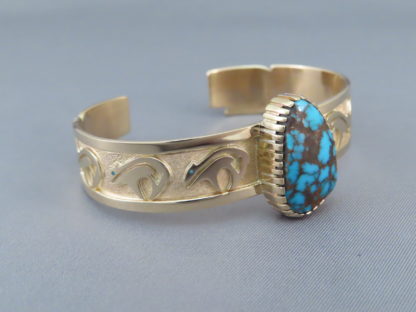Lone Mountain Turquoise Bracelet in 14kt Gold by Robert Taylor