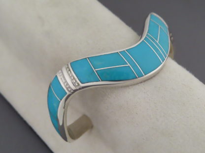 Contoured Cuff Bracelet with Turquoise Inlay