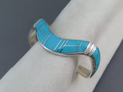 Contoured Cuff Bracelet with Turquoise Inlay