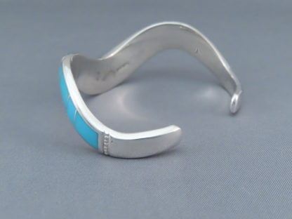 Contoured Cuff Bracelet with Turquoise Inlay