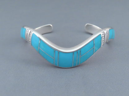Contoured Cuff Bracelet with Turquoise Inlay