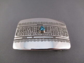 Lander Blue Turquoise Belt Buckle by Norbert Peshlakai