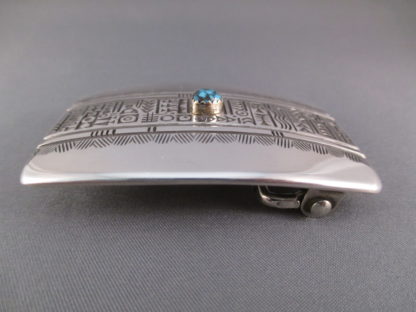 Lander Blue Turquoise Belt Buckle by Norbert Peshlakai
