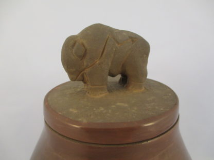 Bison Lidded Santa Clara Pottery Jar by Ryan Roller
